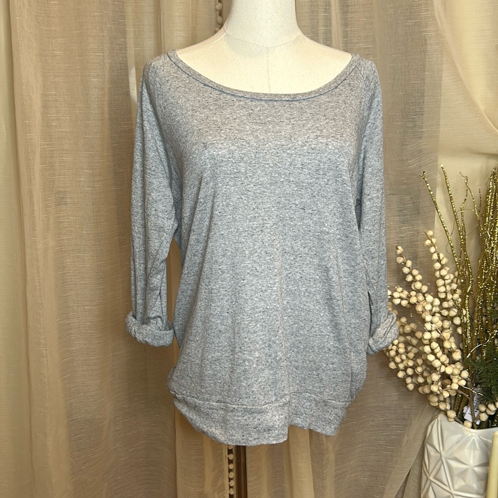 TNA Grey Boatneck Long Sleeve Small 3/4 cuffed Sleeves